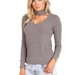 Revolve LNA Detached Turtleneck Long Sleeve Lightweight Sweater Top Gray Large